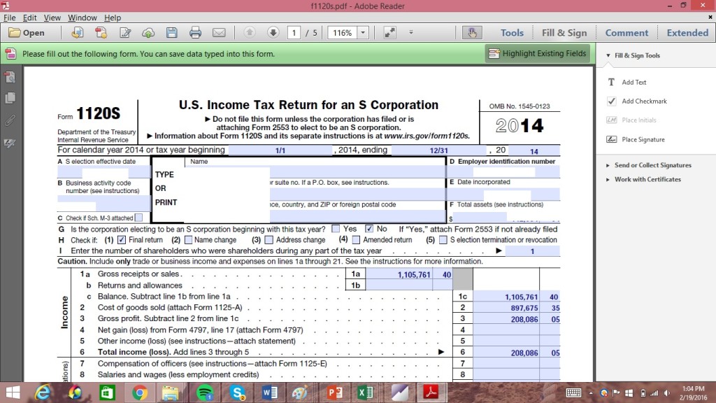 Accounting help with tax forms